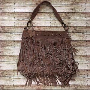 Aldo Brown Suede Genuine Leather Fringe Purse